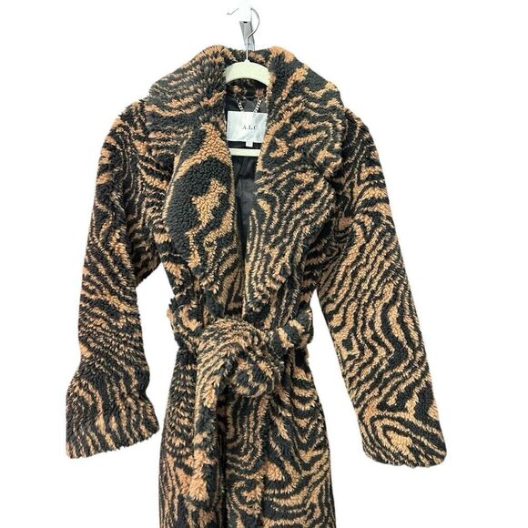 A.L.C. Anderson Tiger Stripe Faux Fur Retro Coat Size Size XS - Picture 6 of 15